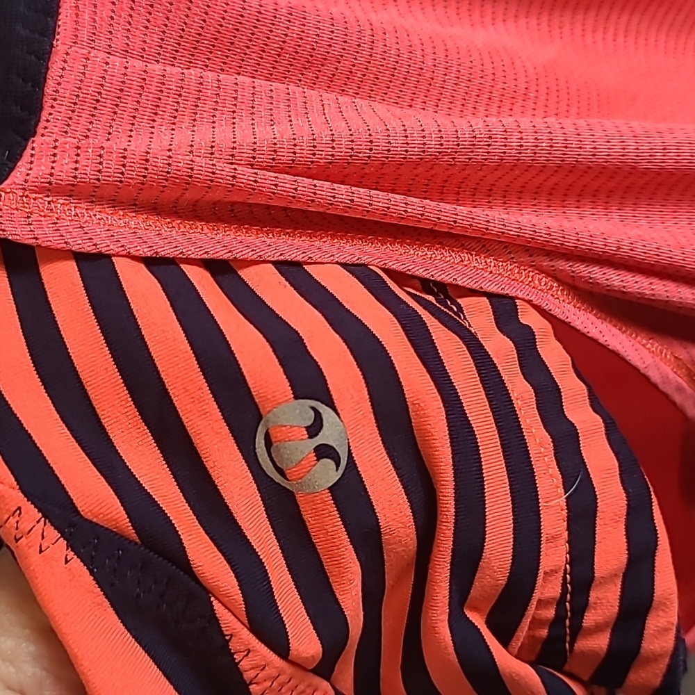 Lululemon Back On Track Tank Top Size 12 Light Flare Orange Inkwell Navy Blue - Picture 3 of 6